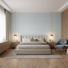 Fine Harvest Grey | Thibaut Wallcoverings - Bedroom Visualization (AI-generated, may not be to scale. Verify pattern scale with product specifications.)