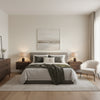 Fine Harvest Flax | Thibaut Wallcoverings - Bedroom Visualization (AI-generated, may not be to scale. Verify pattern scale with product specifications.)
