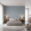 Fine Harvest Denim | Thibaut Wallcoverings - Bedroom Visualization (AI-generated, may not be to scale. Verify pattern scale with product specifications.)