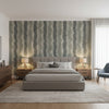 Geode Charcoal | Thibaut Wallcoverings - Bedroom Visualization (AI-generated, may not be to scale. Verify pattern scale with product specifications.)