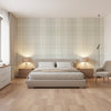 Inverness Fog | Thibaut Wallcoverings - Bedroom Visualization (AI-generated, may not be to scale. Verify pattern scale with product specifications.)