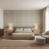 Inverness Grey | Thibaut Wallcoverings - Bedroom Visualization (AI-generated, may not be to scale. Verify pattern scale with product specifications.)