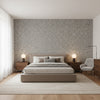 Aedan Dove | Thibaut Wallcoverings - Bedroom Visualization (AI-generated, may not be to scale. Verify pattern scale with product specifications.)