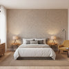Aedan Blush | Thibaut Wallcoverings - Bedroom Visualization (AI-generated, may not be to scale. Verify pattern scale with product specifications.)