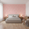 Crystalla Pink | Thibaut Wallcoverings - Bedroom Visualization (AI-generated, may not be to scale. Verify pattern scale with product specifications.)