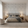 Echo Black on White | Thibaut Wallcoverings - Bedroom Visualization (AI-generated, may not be to scale. Verify pattern scale with product specifications.)