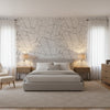 Jordan Black on White | Thibaut Wallcoverings - Bedroom Visualization (AI-generated, may not be to scale. Verify pattern scale with product specifications.)