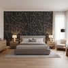 Jordan Black | Thibaut Wallcoverings - Bedroom Visualization (AI-generated, may not be to scale. Verify pattern scale with product specifications.)