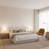 Milano Square Off White | Thibaut Wallcoverings - Bedroom Visualization (AI-generated, may not be to scale. Verify pattern scale with product specifications.)