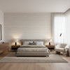Morada Bay Grey | Thibaut Wallcoverings - Bedroom Visualization (AI-generated, may not be to scale. Verify pattern scale with product specifications.)