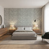 Pinellas Black | Thibaut Wallcoverings - Bedroom Visualization (AI-generated, may not be to scale. Verify pattern scale with product specifications.)