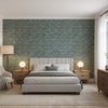 Rain Water Black | Thibaut Wallcoverings - Bedroom Visualization (AI-generated, may not be to scale. Verify pattern scale with product specifications.)