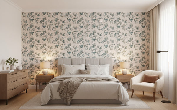 Sussex Hydrangea Slate and Linen Wallcovering