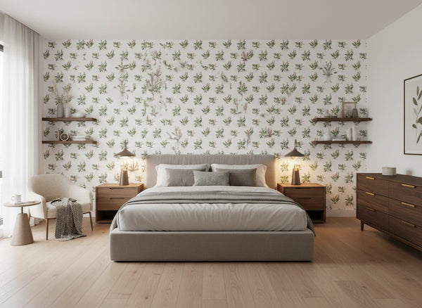 Woodland Green and Blush Wallcovering