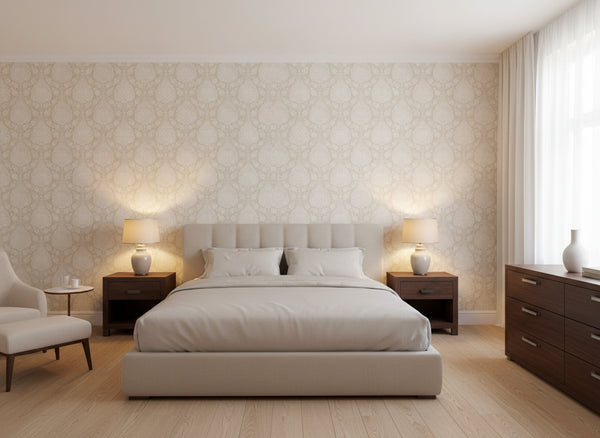 Balmuccia Damask Beige Wallcovering