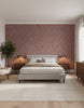 Java | Burnt Orange Wallpaper - Bedroom Visualization (AI-generated, may not be to scale. Verify pattern scale with product specifications.)