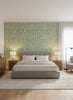 Java | Verdant Green Wallpaper - Bedroom Visualization (AI-generated, may not be to scale. Verify pattern scale with product specifications.)