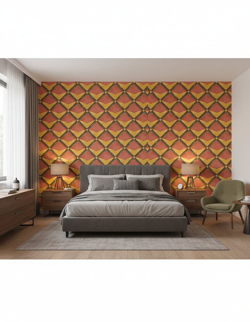 Verster | Hay Wallpaper - Bedroom Visualization (AI-generated, may not be to scale. Verify pattern scale with product specifications.)