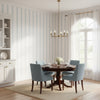 Agave Stripe French Blue | Thibaut Wallcoverings - Dining Room Visualization (AI-generated, may not be to scale. Verify pattern scale with product specifications.)