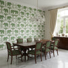 ELEPHANT Green | Thibaut Wallcoverings - Dining Room Visualization (AI-generated, may not be to scale. Verify pattern scale with product specifications.)