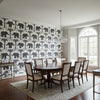 ELEPHANT Black | Thibaut Wallcoverings - Dining Room Visualization (AI-generated, may not be to scale. Verify pattern scale with product specifications.)