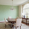 EMILY Green and Blue | Thibaut Wallcoverings - Dining Room Visualization (AI-generated, may not be to scale. Verify pattern scale with product specifications.)