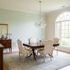 EMILY Yellow and Blue | Thibaut Wallcoverings - Dining Room Visualization (AI-generated, may not be to scale. Verify pattern scale with product specifications.)