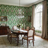 MENDOZA SUZANI Green | Thibaut Wallcoverings - Dining Room Visualization (AI-generated, may not be to scale. Verify pattern scale with product specifications.)