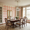 BOCA BAMBOO Coral | Thibaut Wallcoverings - Dining Room Visualization (AI-generated, may not be to scale. Verify pattern scale with product specifications.)