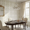 BOCA BAMBOO Beige | Thibaut Wallcoverings - Dining Room Visualization (AI-generated, may not be to scale. Verify pattern scale with product specifications.)