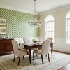 CHARTER Green | Thibaut Wallcoverings - Dining Room Visualization (AI-generated, may not be to scale. Verify pattern scale with product specifications.)