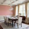 CHARTER Coral | Thibaut Wallcoverings - Dining Room Visualization (AI-generated, may not be to scale. Verify pattern scale with product specifications.)