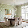 CHARTER Sage | Thibaut Wallcoverings - Dining Room Visualization (AI-generated, may not be to scale. Verify pattern scale with product specifications.)