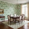 CROATIA Green | Thibaut Wallcoverings - Dining Room Visualization (AI-generated, may not be to scale. Verify pattern scale with product specifications.)