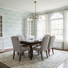 CROATIA Spa Blue | Thibaut Wallcoverings - Dining Room Visualization (AI-generated, may not be to scale. Verify pattern scale with product specifications.)
