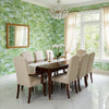 DELRAY Green and Blue | Thibaut Wallcoverings - Dining Room Visualization (AI-generated, may not be to scale. Verify pattern scale with product specifications.)