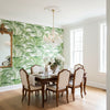 DELRAY Green | Thibaut Wallcoverings - Dining Room Visualization (AI-generated, may not be to scale. Verify pattern scale with product specifications.)