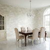 DELRAY Pearl | Thibaut Wallcoverings - Dining Room Visualization (AI-generated, may not be to scale. Verify pattern scale with product specifications.)