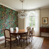 PROTEA Black | Thibaut Wallcoverings - Dining Room Visualization (AI-generated, may not be to scale. Verify pattern scale with product specifications.)