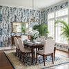SIESTA KEY Navy | Thibaut Wallcoverings - Dining Room Visualization (AI-generated, may not be to scale. Verify pattern scale with product specifications.)