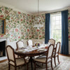 Hill Garden Flax | Thibaut Wallcoverings - Dining Room Visualization (AI-generated, may not be to scale. Verify pattern scale with product specifications.)