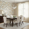 Colored Blocks Beige | Thibaut Wallcoverings - Dining Room Visualization (AI-generated, may not be to scale. Verify pattern scale with product specifications.)