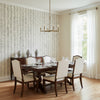 Cork Forest Beige | Thibaut Wallcoverings - Dining Room Visualization (AI-generated, may not be to scale. Verify pattern scale with product specifications.)