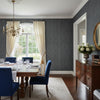 Cork Forest Charcoal | Thibaut Wallcoverings - Dining Room Visualization (AI-generated, may not be to scale. Verify pattern scale with product specifications.)