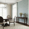 Elevation Navy and Aqua | Thibaut Wallcoverings - Dining Room Visualization (AI-generated, may not be to scale. Verify pattern scale with product specifications.)