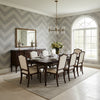 Elevation Black and Grey | Thibaut Wallcoverings - Dining Room Visualization (AI-generated, may not be to scale. Verify pattern scale with product specifications.)