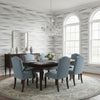 Equinox Lavender and Teal | Thibaut Wallcoverings - Dining Room Visualization (AI-generated, may not be to scale. Verify pattern scale with product specifications.)