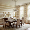 Mizu Stripe Wheat | Thibaut Wallcoverings - Dining Room Visualization (AI-generated, may not be to scale. Verify pattern scale with product specifications.)