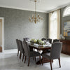 Twilight Black | Thibaut Wallcoverings - Dining Room Visualization (AI-generated, may not be to scale. Verify pattern scale with product specifications.)