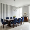Viva Black and White | Thibaut Wallcoverings - Dining Room Visualization (AI-generated, may not be to scale. Verify pattern scale with product specifications.)